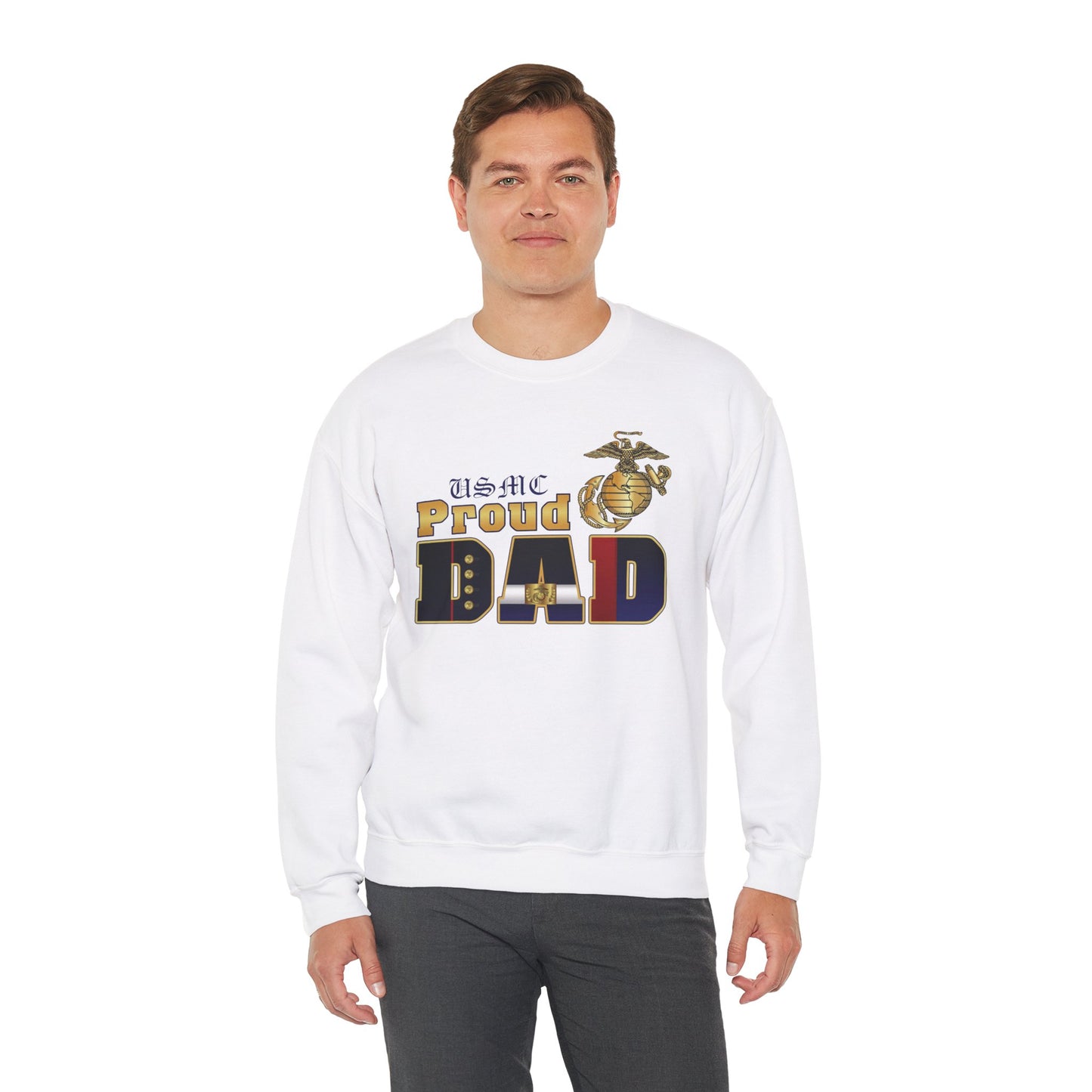 Sweatshirt: Dress Blue Proud Dad (Your Choice of Colors)