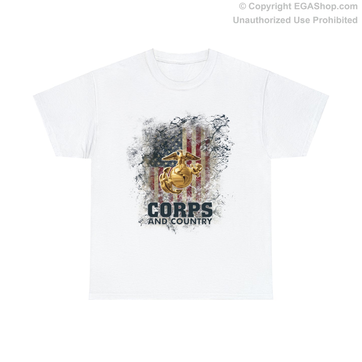 T-Shirt: Corps and Country with American Flag and EGA