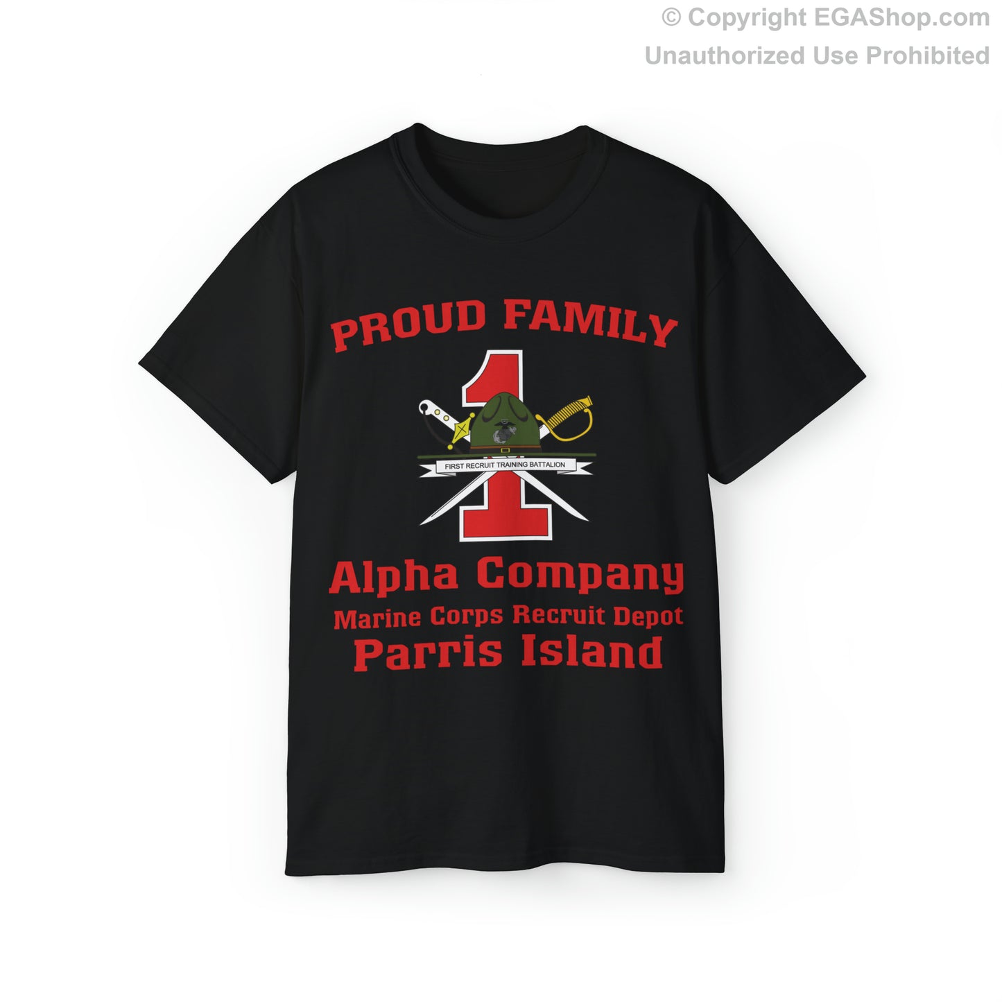 T-Shirt: Alpha Co. MCRD Parris Island (1st Battalion Crest)