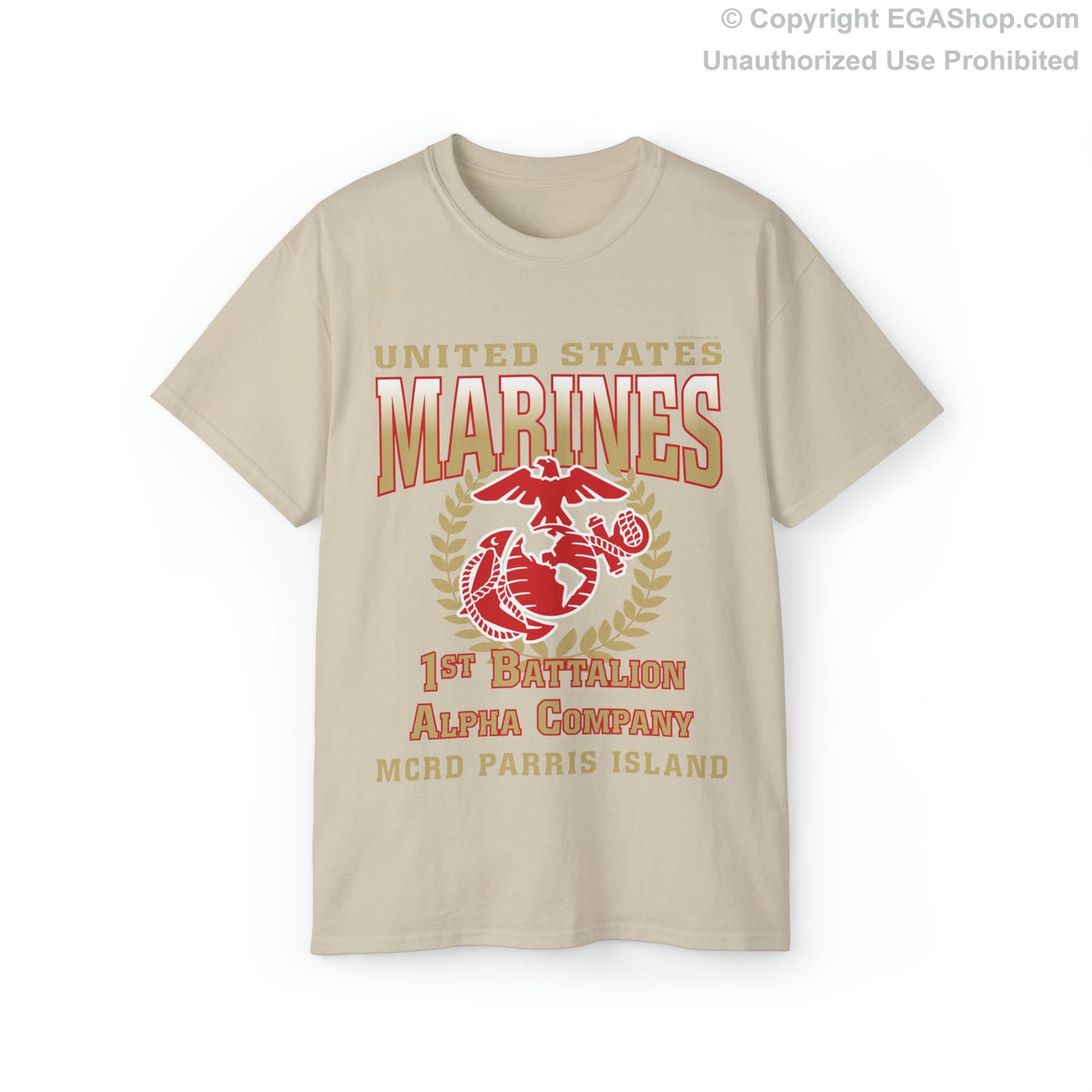 T-Shirt: Alpha Co. MCRD Parris Island (EGA + Back Proud Family)