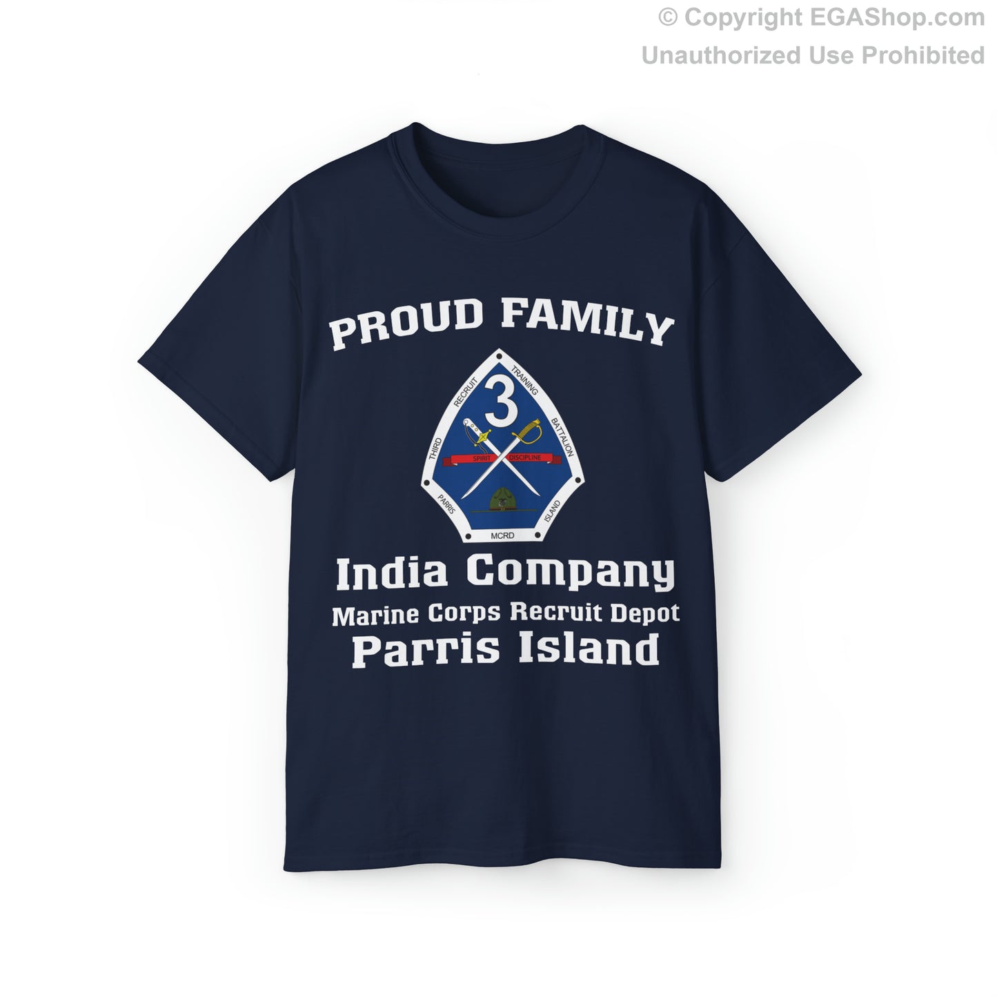 T-Shirt: India Co. MCRD Parris Island (3rd Battalion Crest)