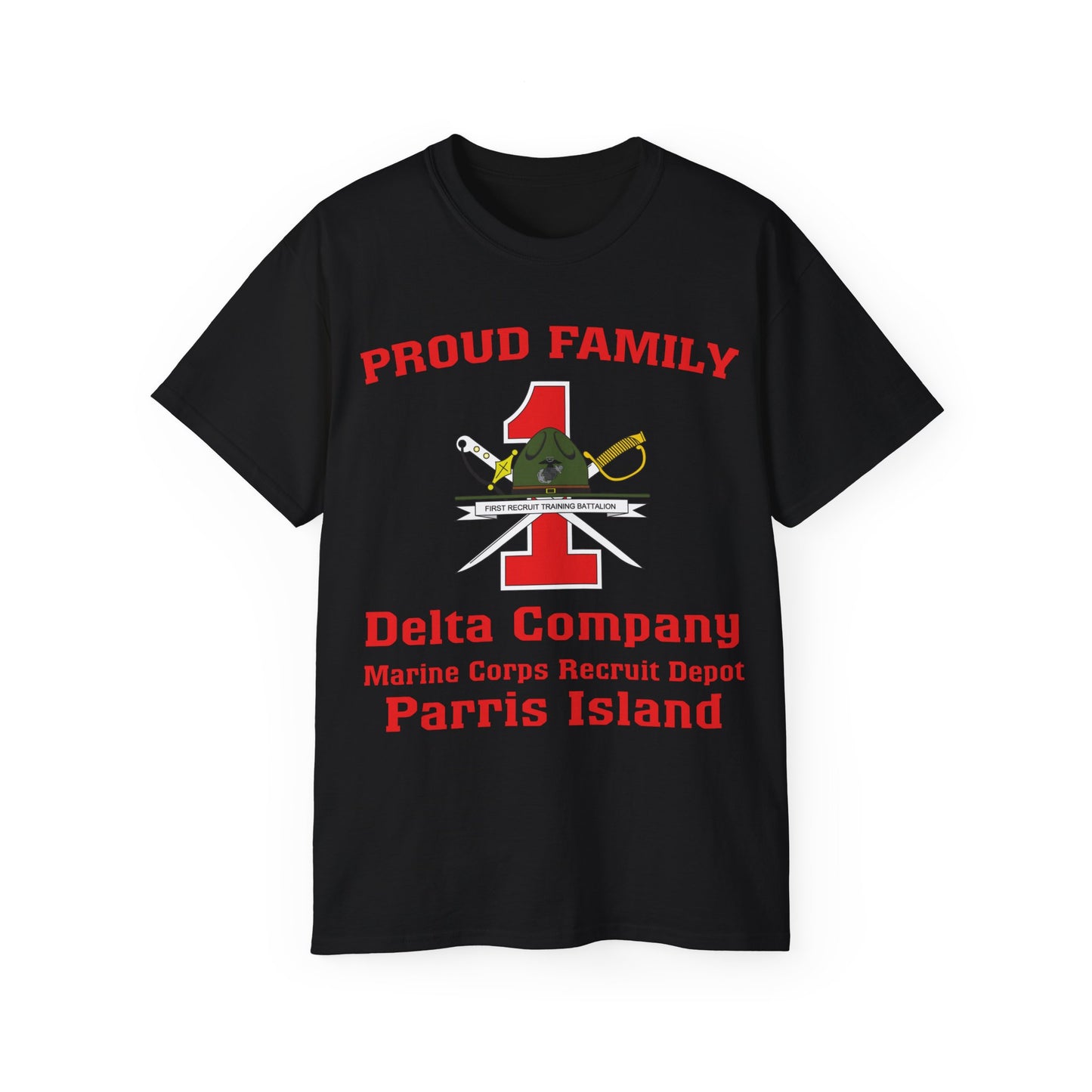 T-Shirt: Delta Co. MCRD Parris Island (1st Battalion Crest)