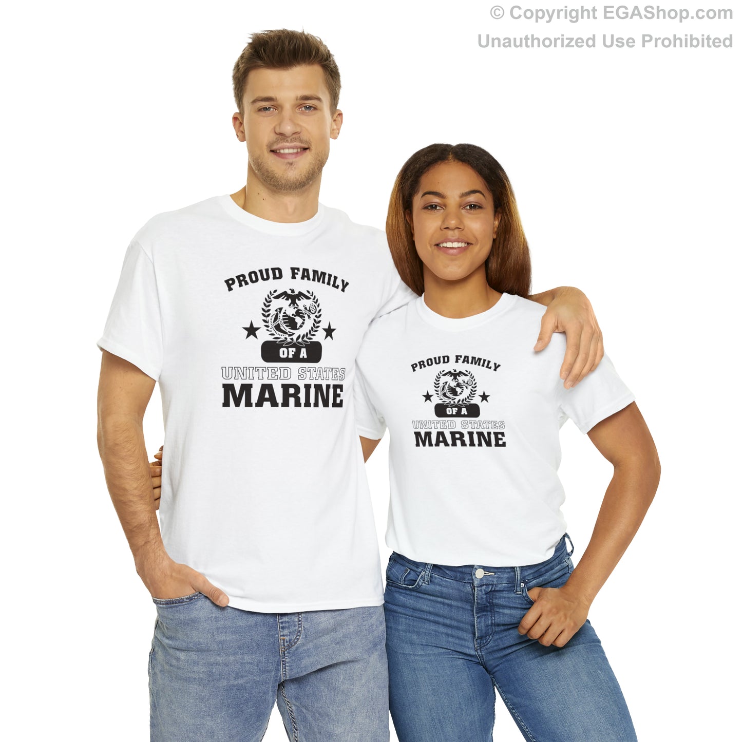 T-Shirt: Proud Family of a Marine (Varsity Style, Color Choices)