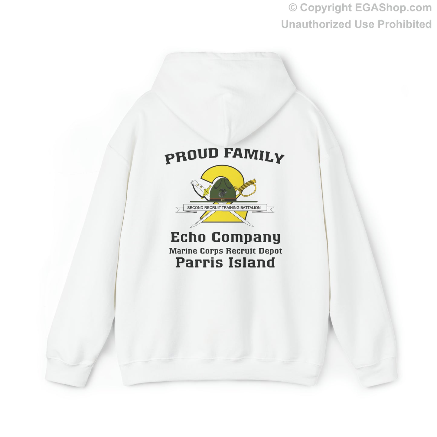 Hoodie: Echo Co. MCRD Parris Island (2nd Battalion Crest on BACK)