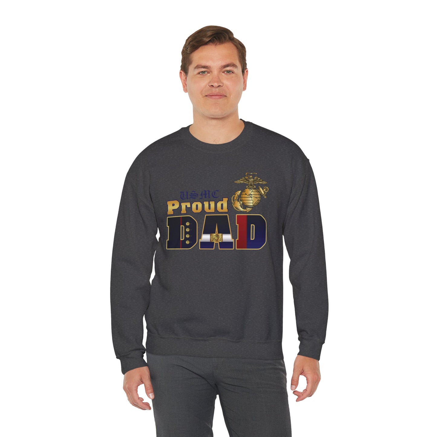 Sweatshirt: Dress Blue Proud Dad (Your Choice of Colors)