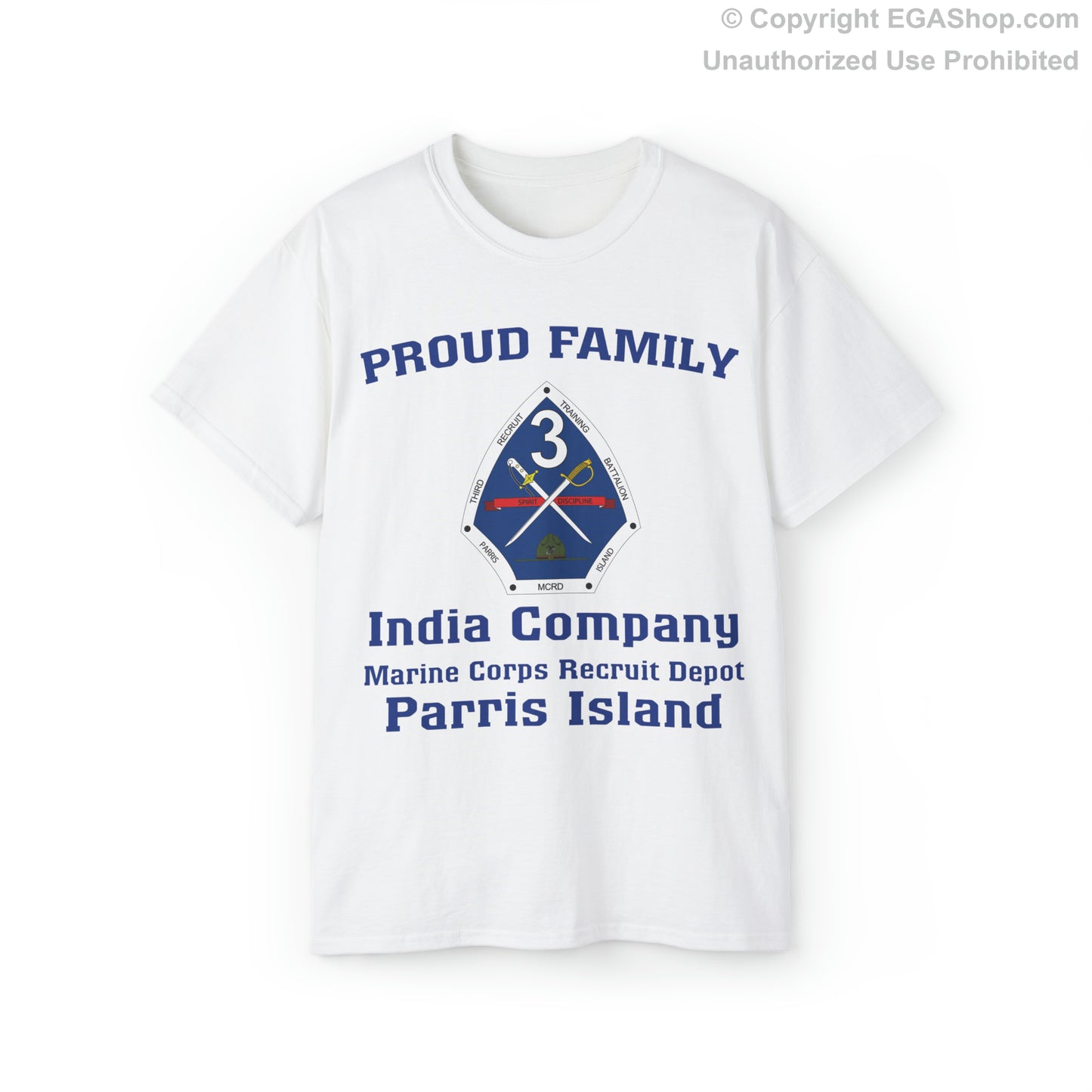 T-Shirt: India Co. MCRD Parris Island (3rd Battalion Crest)