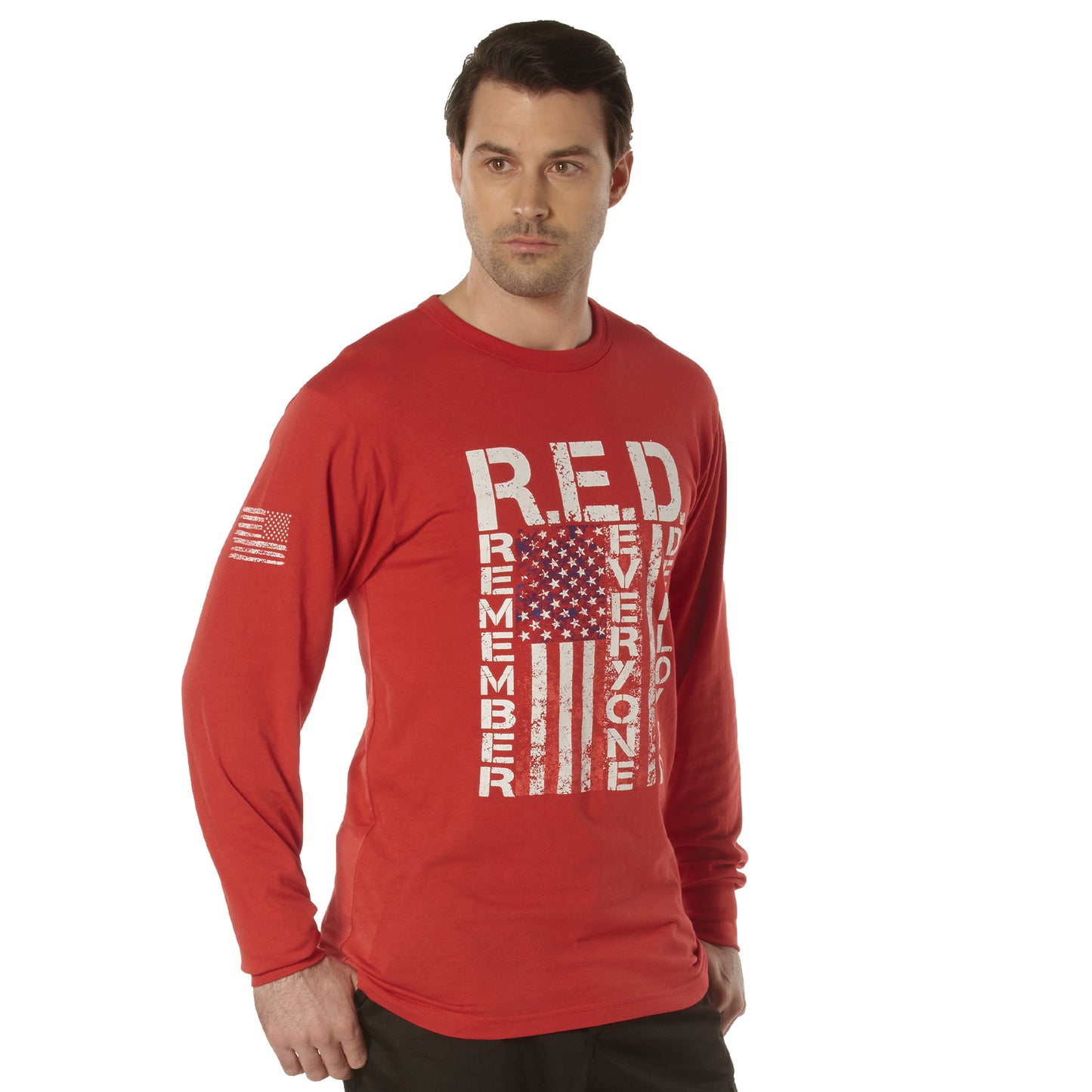 T-Shirt: LONG SLEEVE R.E.D. (Remember Everyone Deployed) Athletic Fit
