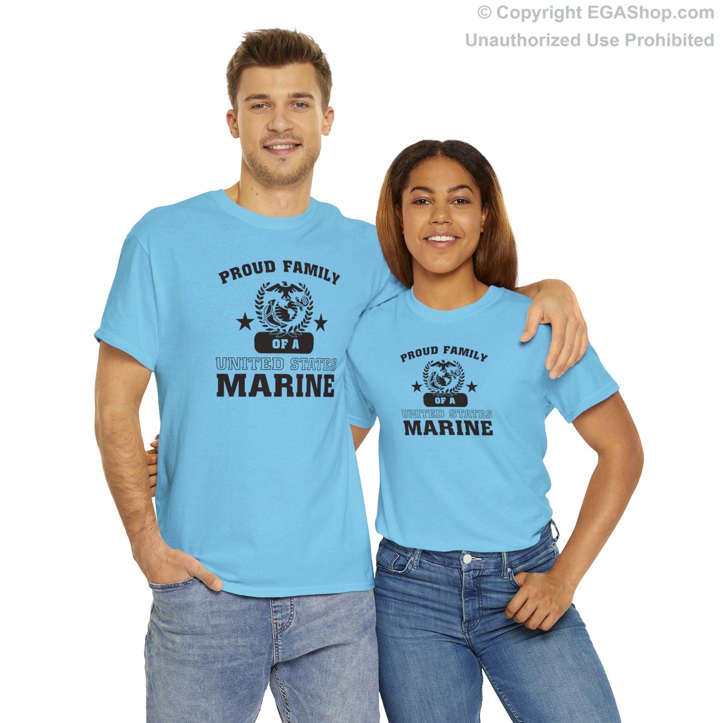T-Shirt: Proud Family of a Marine (Varsity Style, Color Choices)