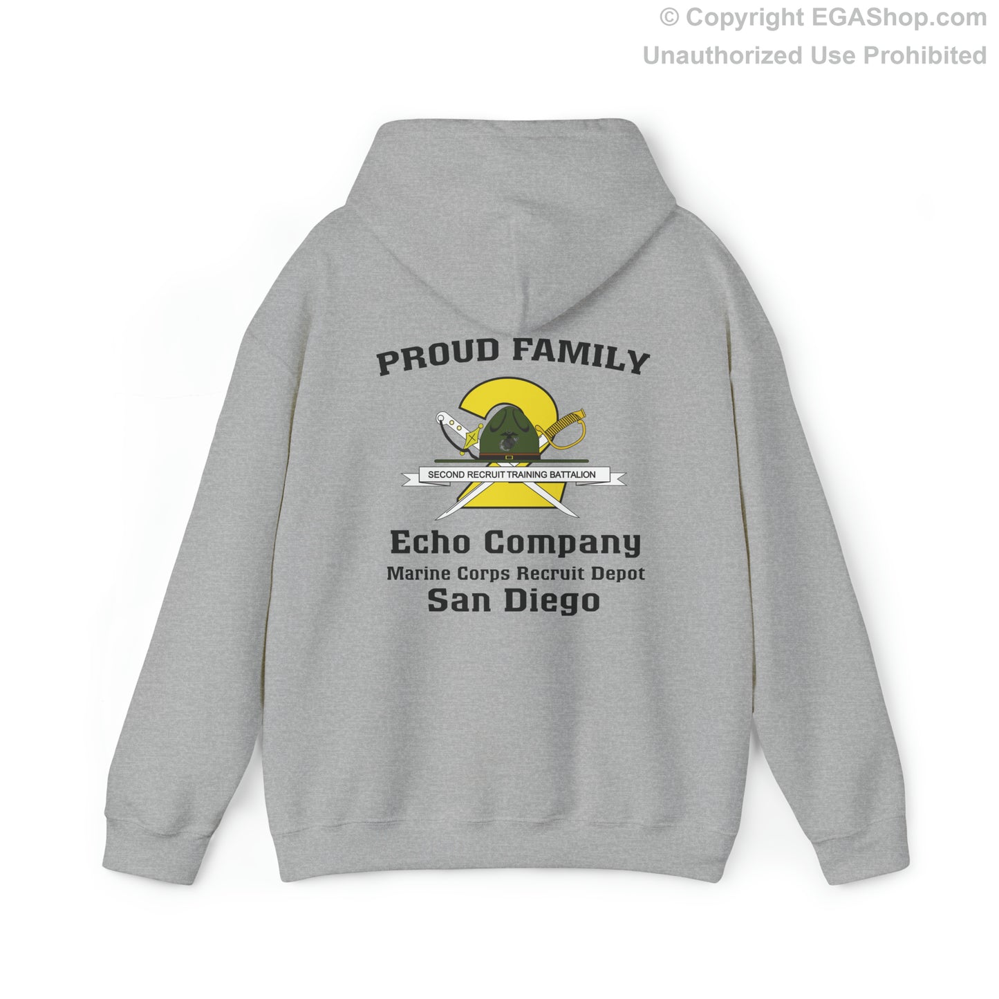 Hoodie: Echo Co. MCRD San Diego (2nd Battalion Crest on BACK)