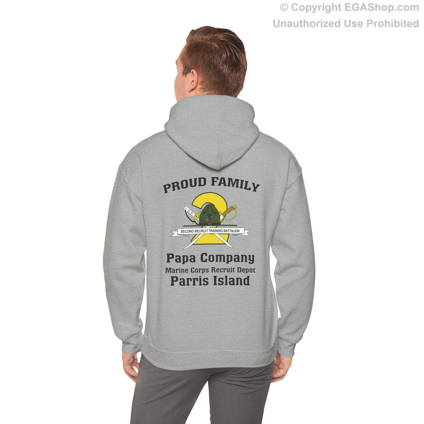 Hoodie: Papa Co. MCRD Parris Island (2nd Battalion Crest on BACK)