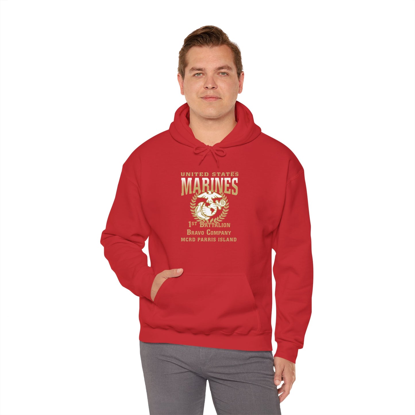 Hoodie: Bravo Co. MCRD Parris Island (EGA + Back Proud Family)