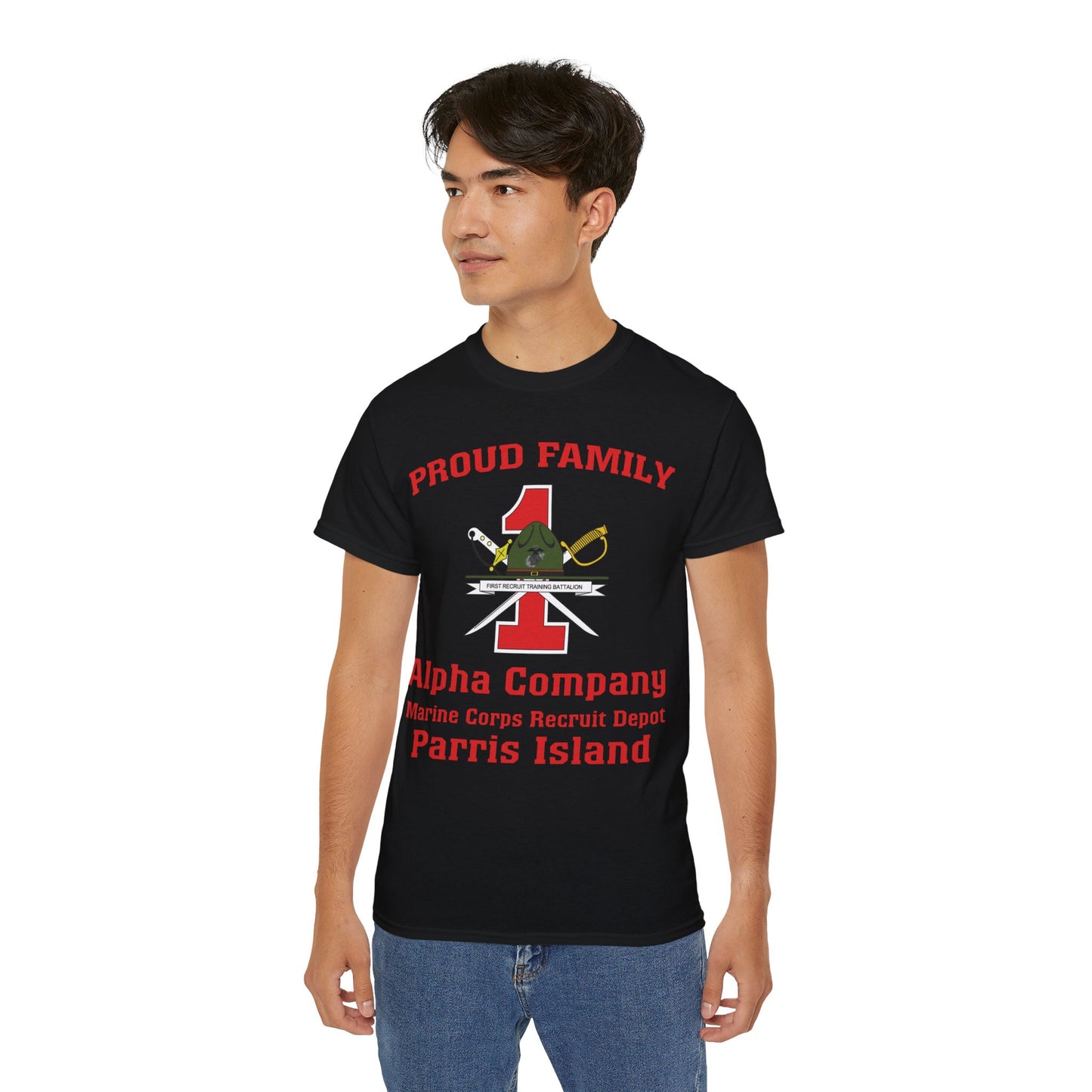 T-Shirt: Alpha Co. MCRD Parris Island (1st Battalion Crest)