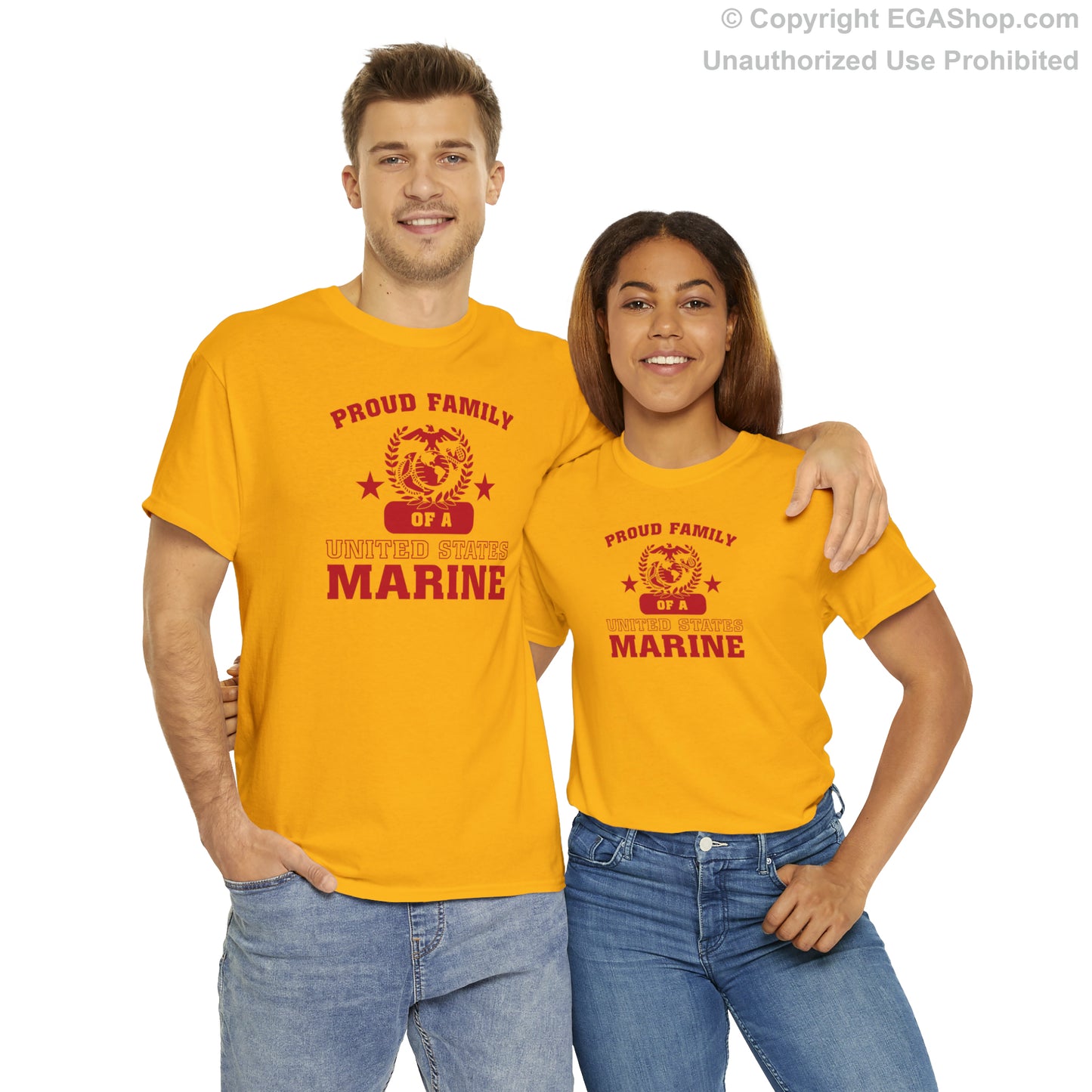 T-Shirt: Proud Family of a Marine (Varsity Style, Color Choices)
