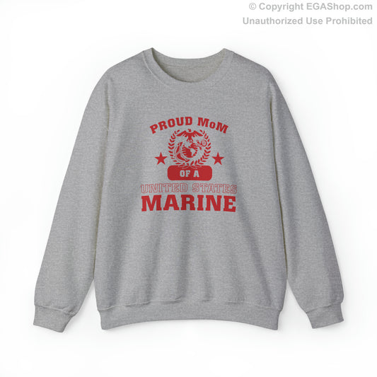 Sweatshirt: Proud MoM of a Marine (Varsity Style, Color Choices)