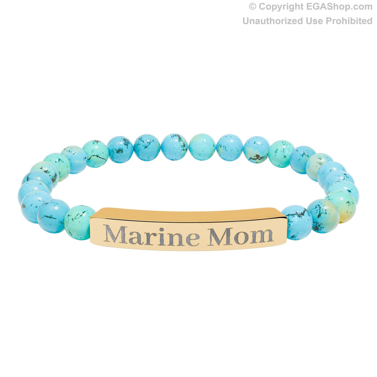 Marine Mom Natural Stone Bead Bracelet