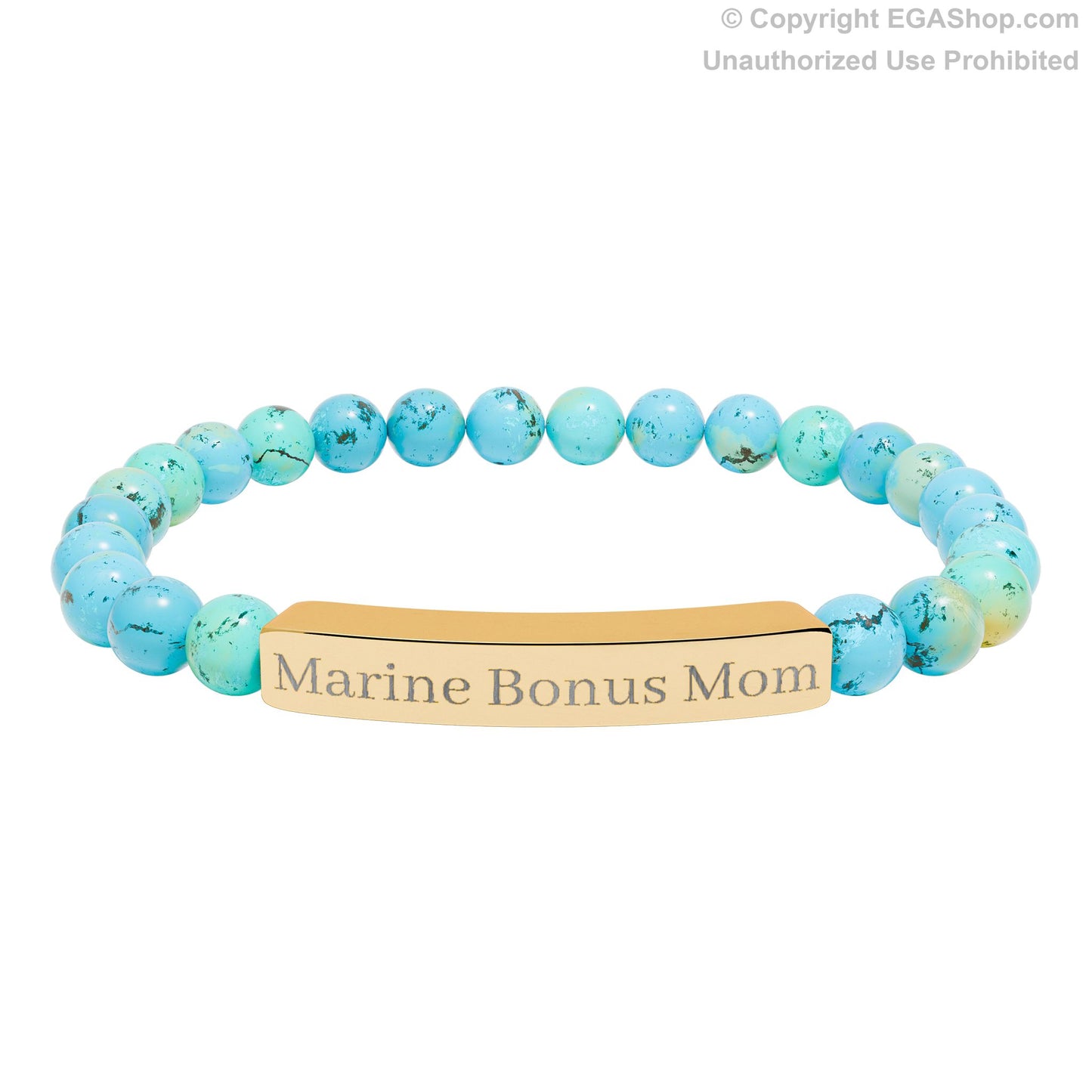 Marine Bonus Mom Natural Stone Bead Bracelet