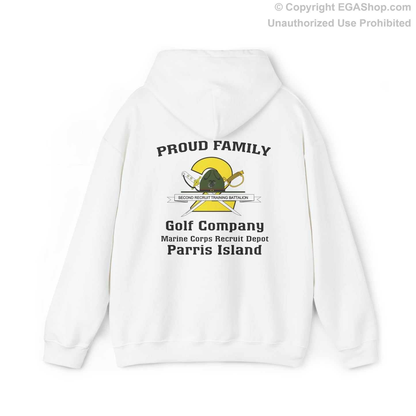 Hoodie: Golf Co. MCRD Parris Island (2nd Battalion Crest on BACK)