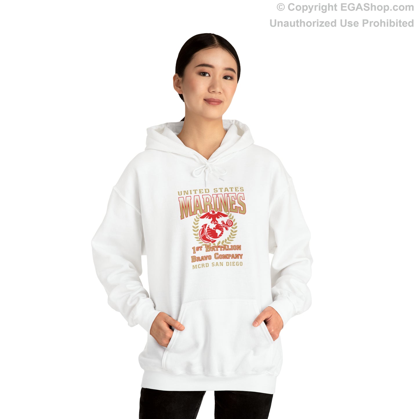 Hoodie: Bravo Co. MCRD San Diego (EGA + Back Proud Family)