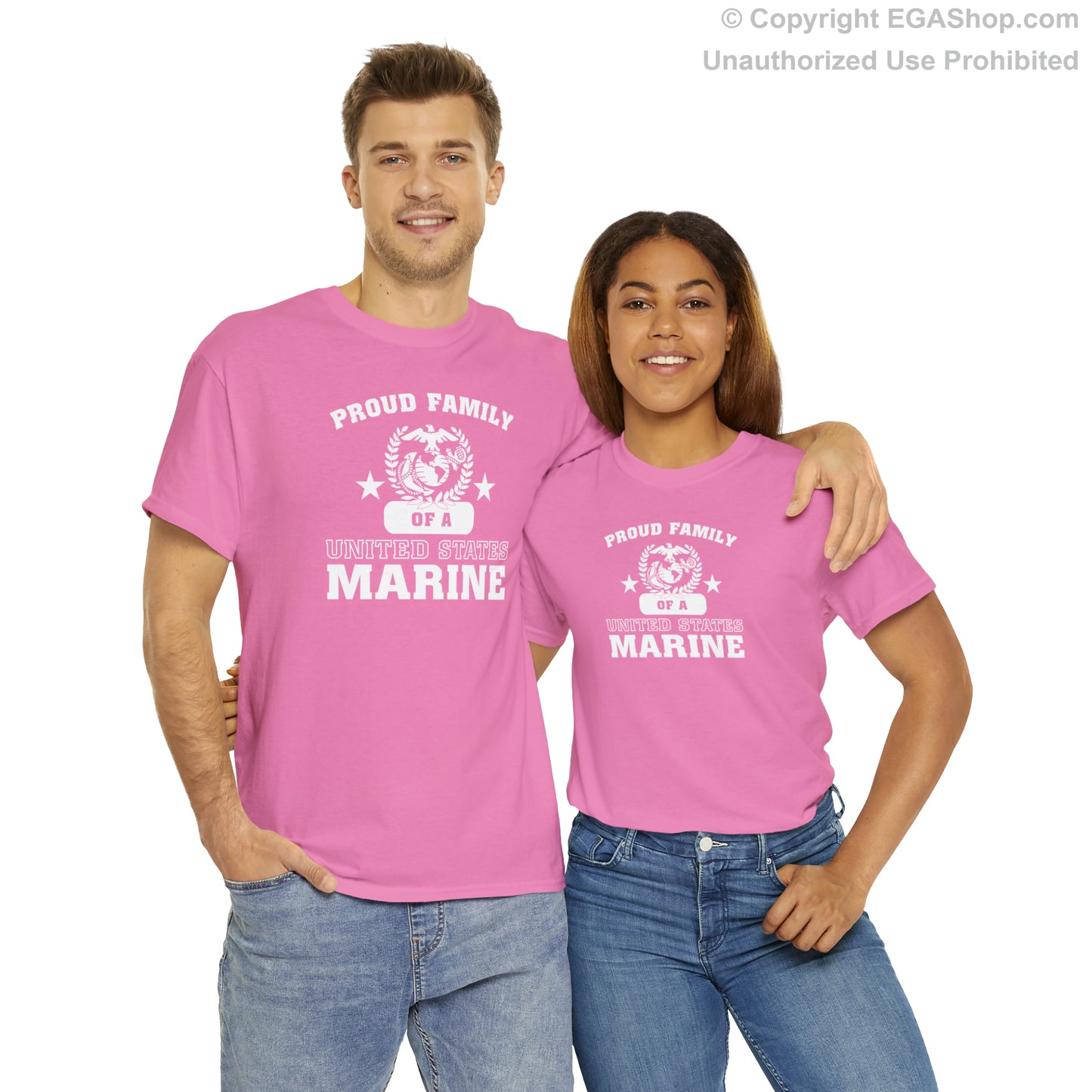 T-Shirt: Proud Family of a Marine (Varsity Style, Color Choices)