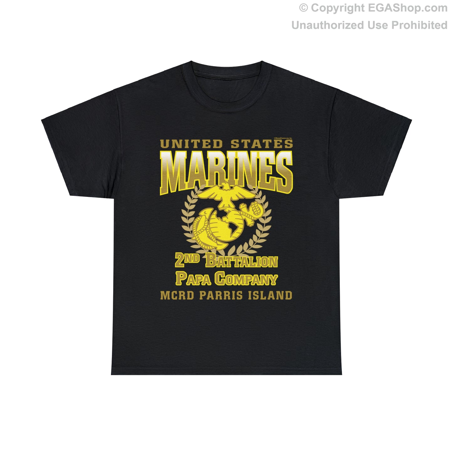 T-Shirt: Papa Co. MCRD Parris Island (EGA + Back Proud Family)
