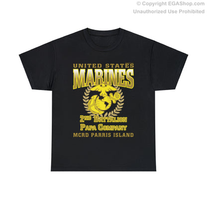 T-Shirt: Papa Co. MCRD Parris Island (EGA + Back Proud Family)