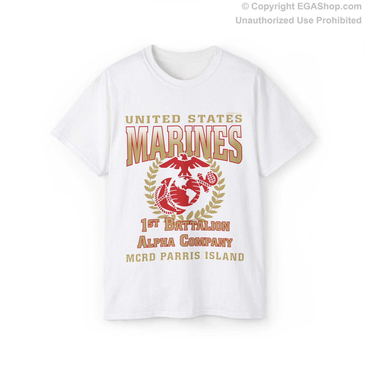 T-Shirt: Alpha Co. MCRD Parris Island (EGA + Back Proud Family)