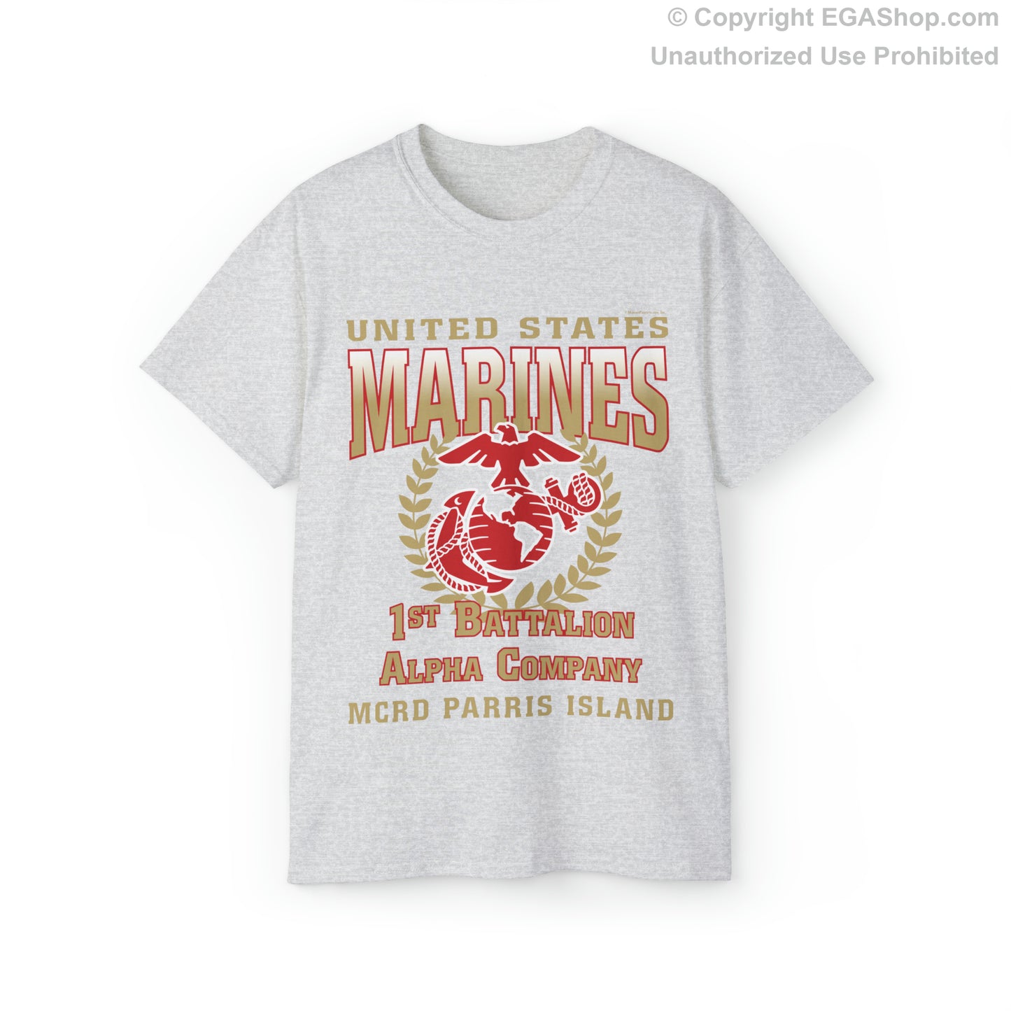 T-Shirt: Alpha Co. MCRD Parris Island (EGA + Back Proud Family)