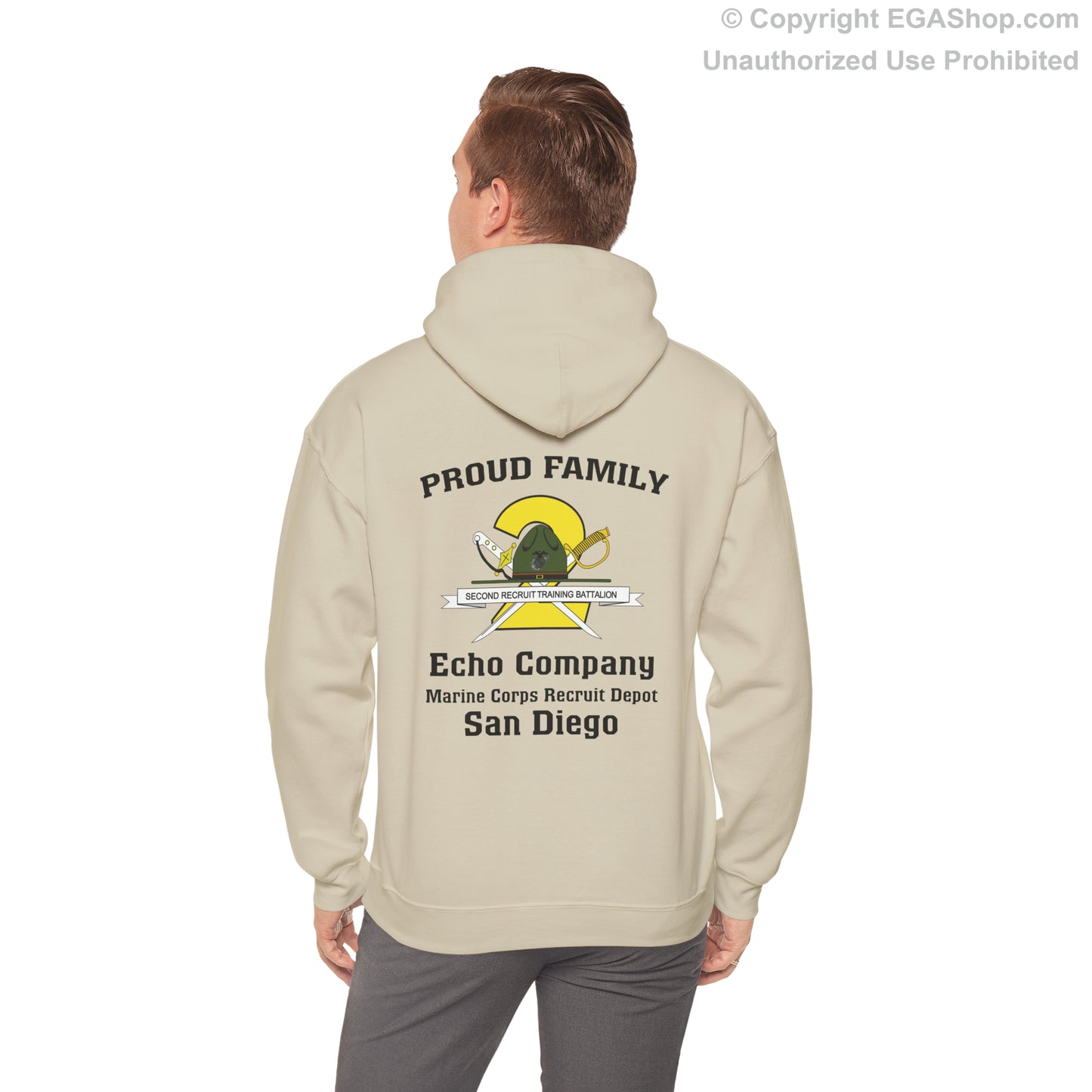 Hoodie: Echo Co. MCRD San Diego (2nd Battalion Crest on BACK)