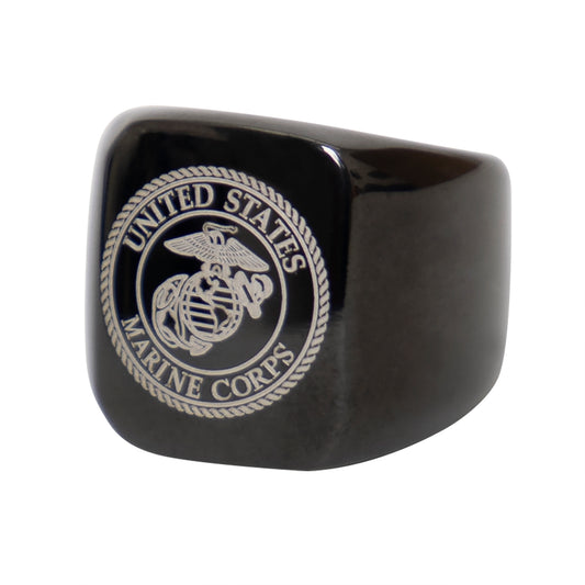 Ring, Marine Corps Seal (Black Stainless Steel)