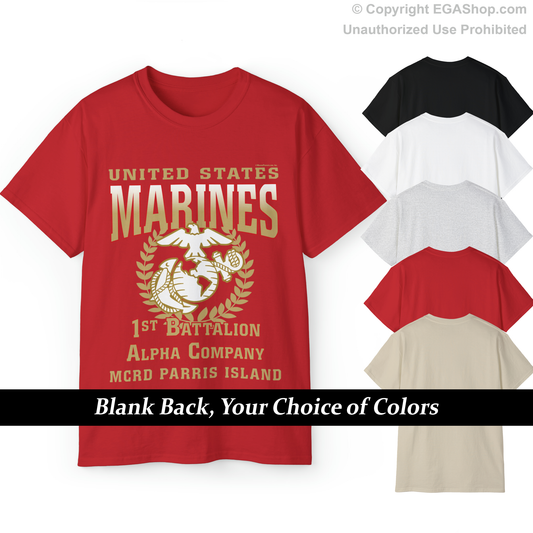 T-Shirt: Alpha Co. MCRD Parris Island (EGA, Blank Back)