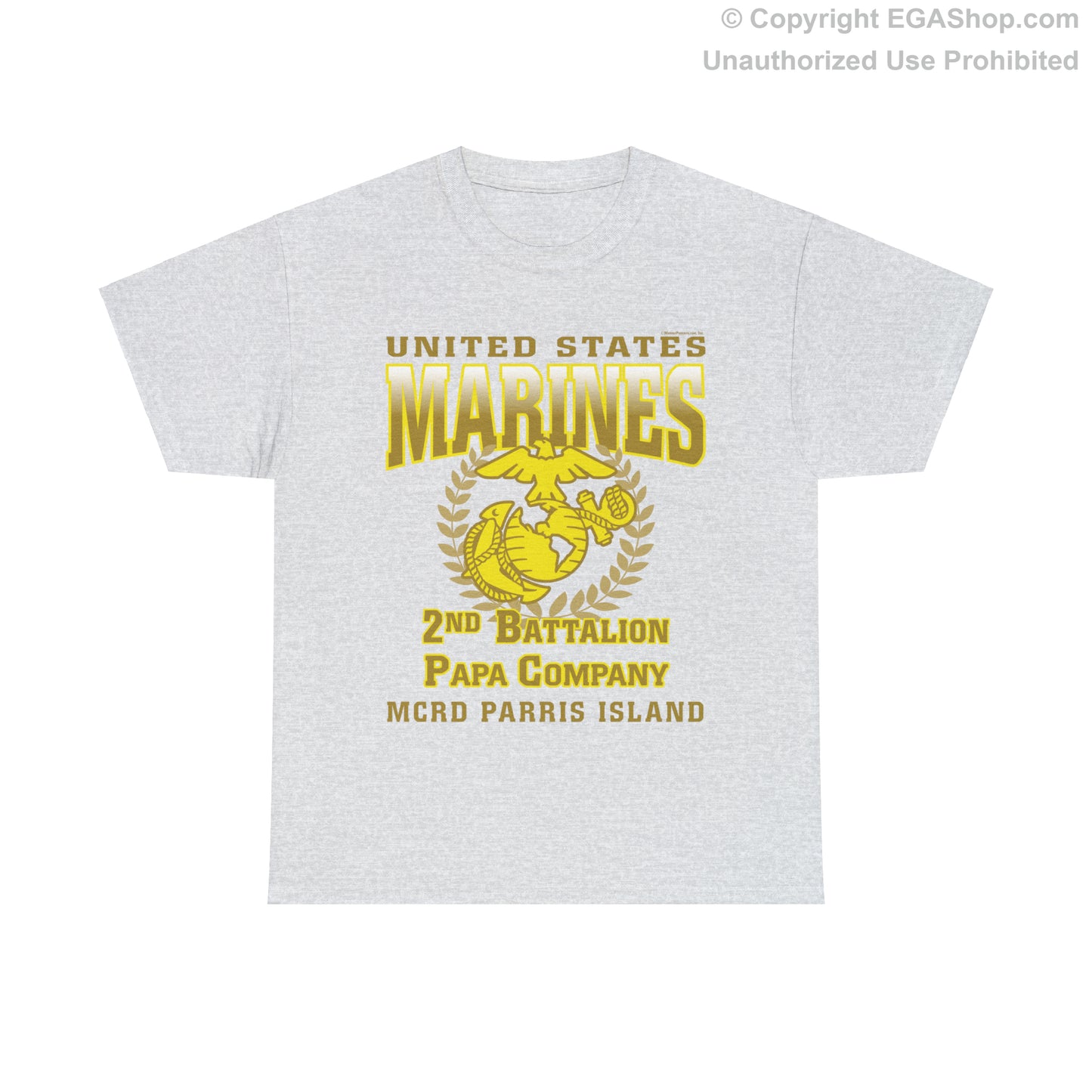 T-Shirt: Papa Co. MCRD Parris Island (EGA + Back Proud Family)