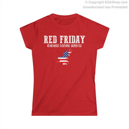 T-Shirt, Ladies Fit: R.E.D. Friday with American Flag Eagle