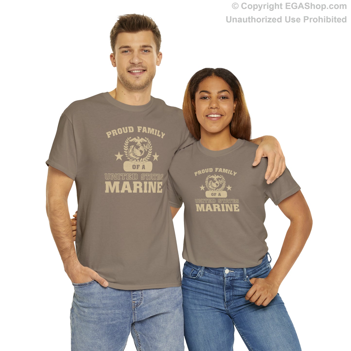 T-Shirt: Proud Family of a Marine (Varsity Style, Color Choices)