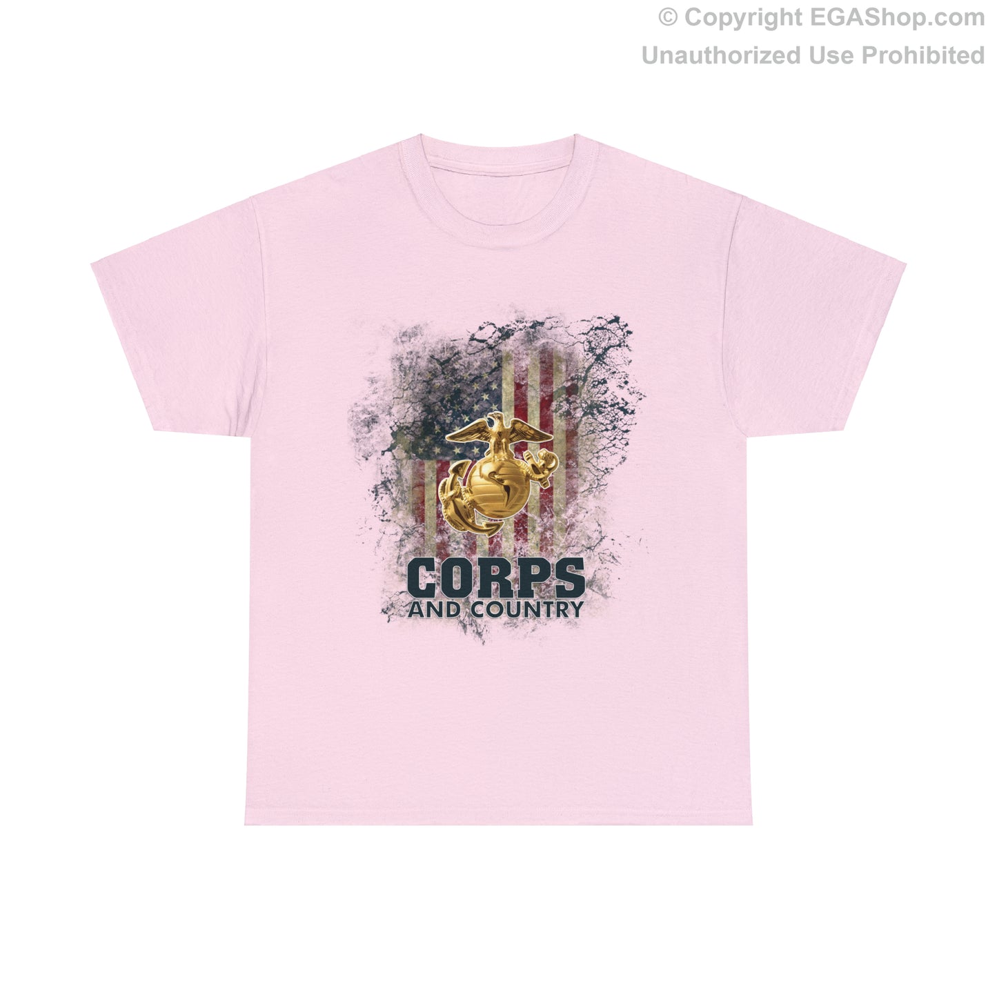 T-Shirt: Corps and Country with American Flag and EGA