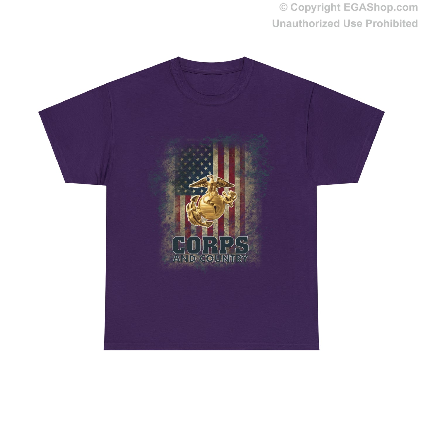 T-Shirt: Corps and Country with American Flag and EGA