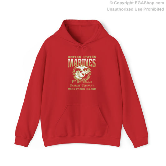 Hoodie: Charlie Co. MCRD Parris Island (EGA + Back Proud Family)