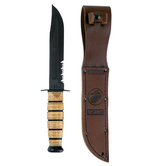 Knife: Genuine Ka-Bar USMC Combo Edge Knife