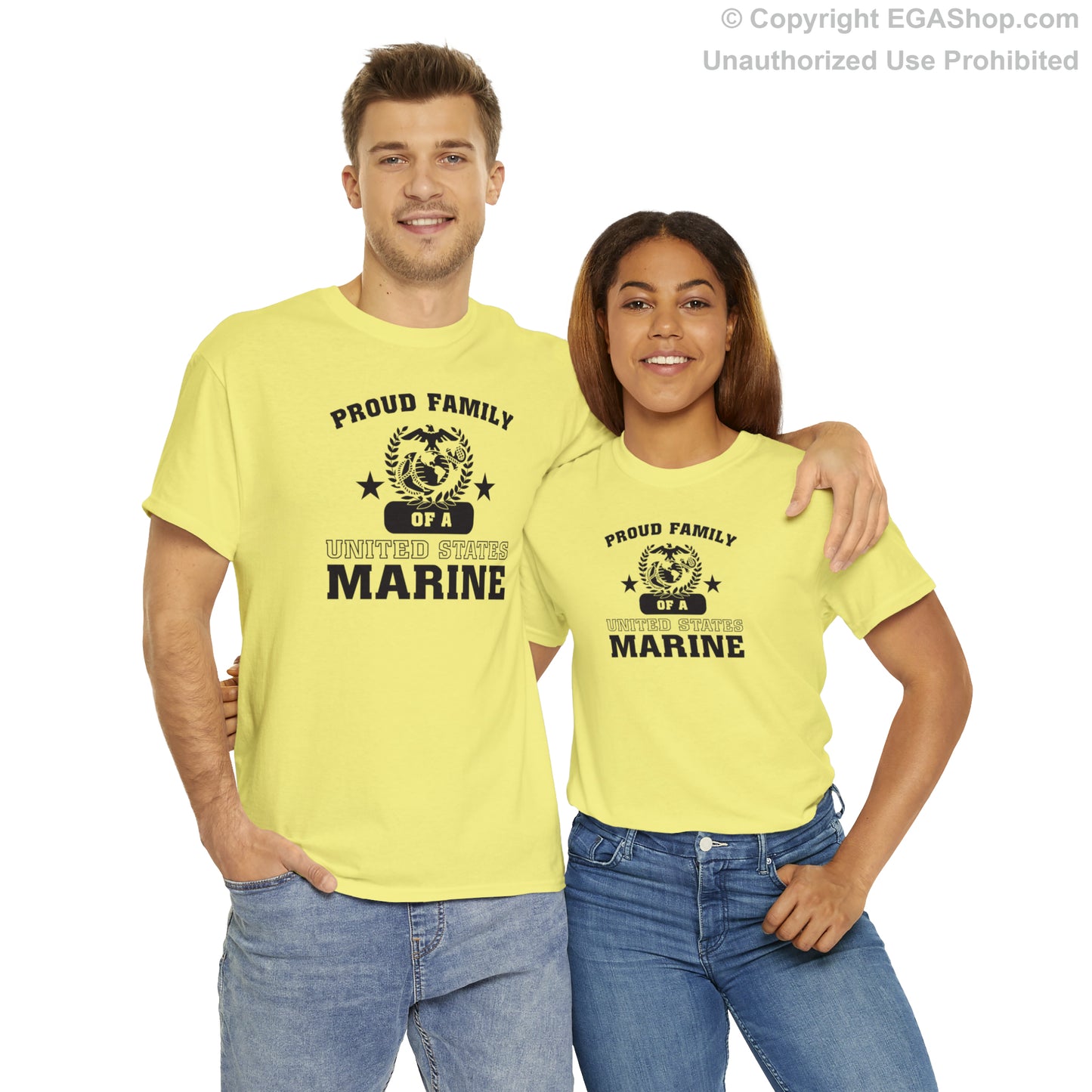 T-Shirt: Proud Family of a Marine (Varsity Style, Color Choices)