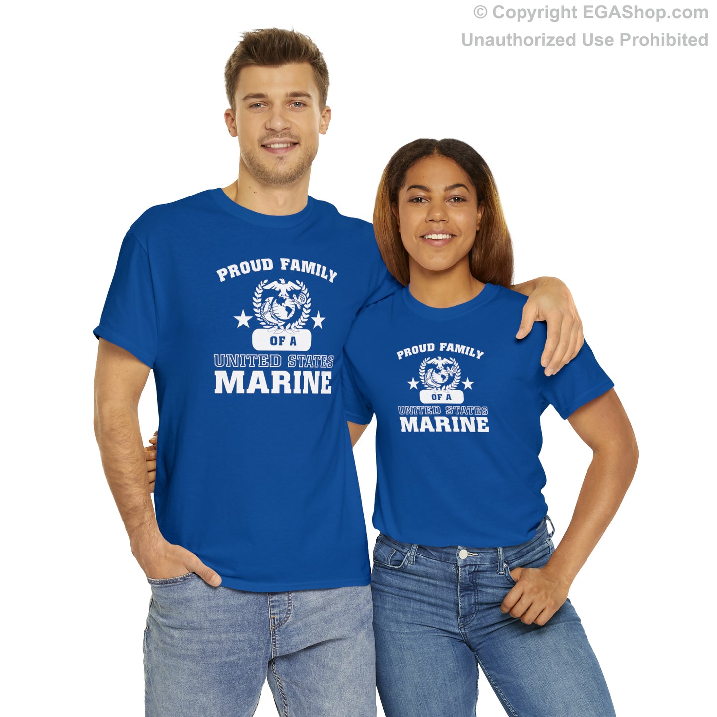T-Shirt: Proud Family of a Marine (Varsity Style, Color Choices)