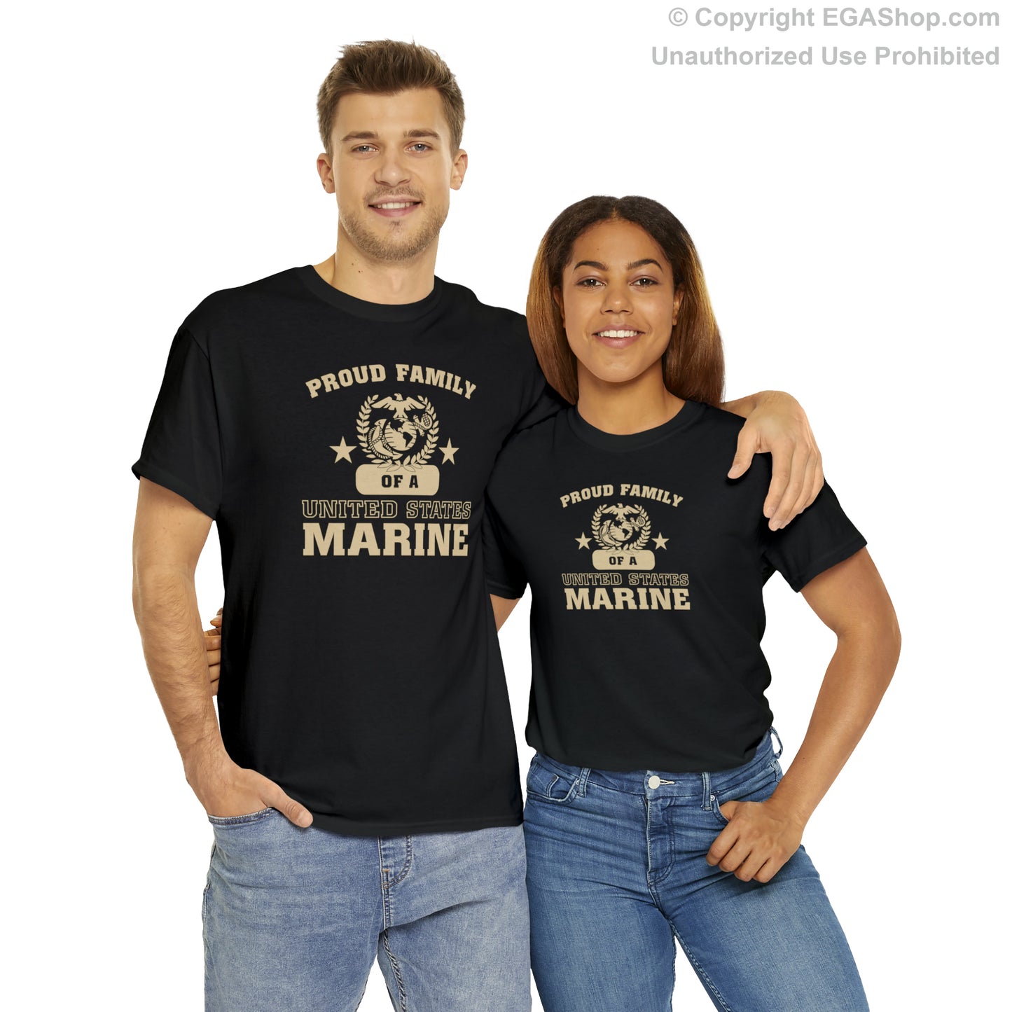 T-Shirt: Proud Family of a Marine (Varsity Style, Color Choices)