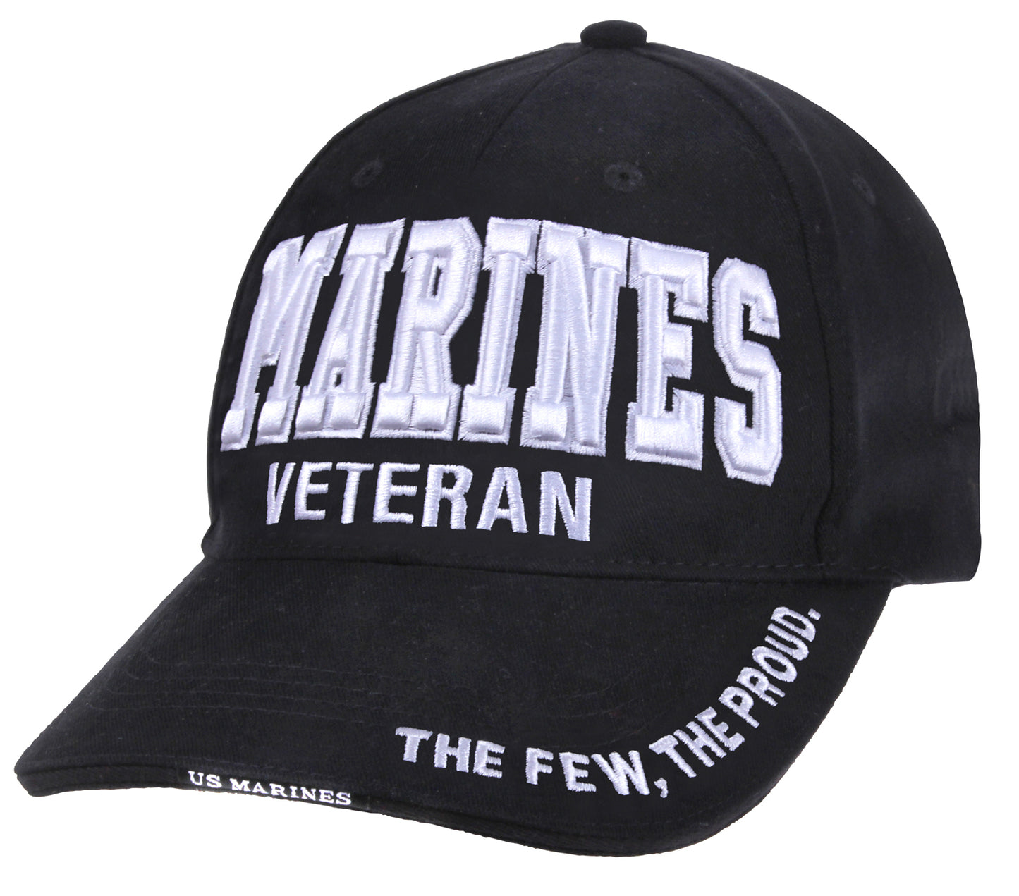 Cap, Marines Veteran Low Profile (White Embroidery on Black)