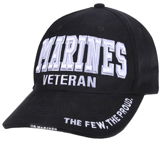 Cap, Marines Veteran Low Profile (White Embroidery on Black)