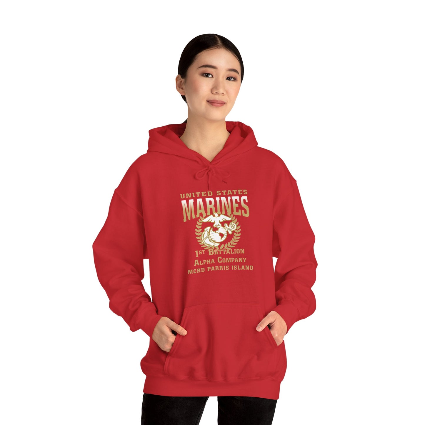 Hoodie: Alpha Co. MCRD Parris Island (EGA + Back Proud Family)