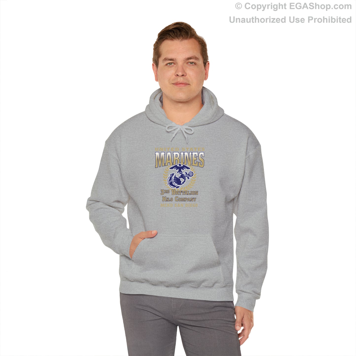 Hoodie: Kilo Co. MCRD San Diego (EGA + Back Proud Family)