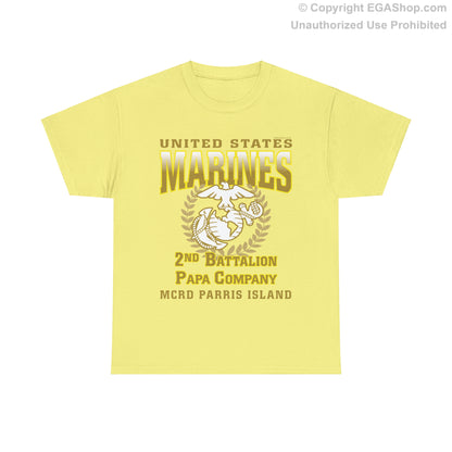 T-Shirt: Papa Co. MCRD Parris Island (EGA + Back Proud Family)