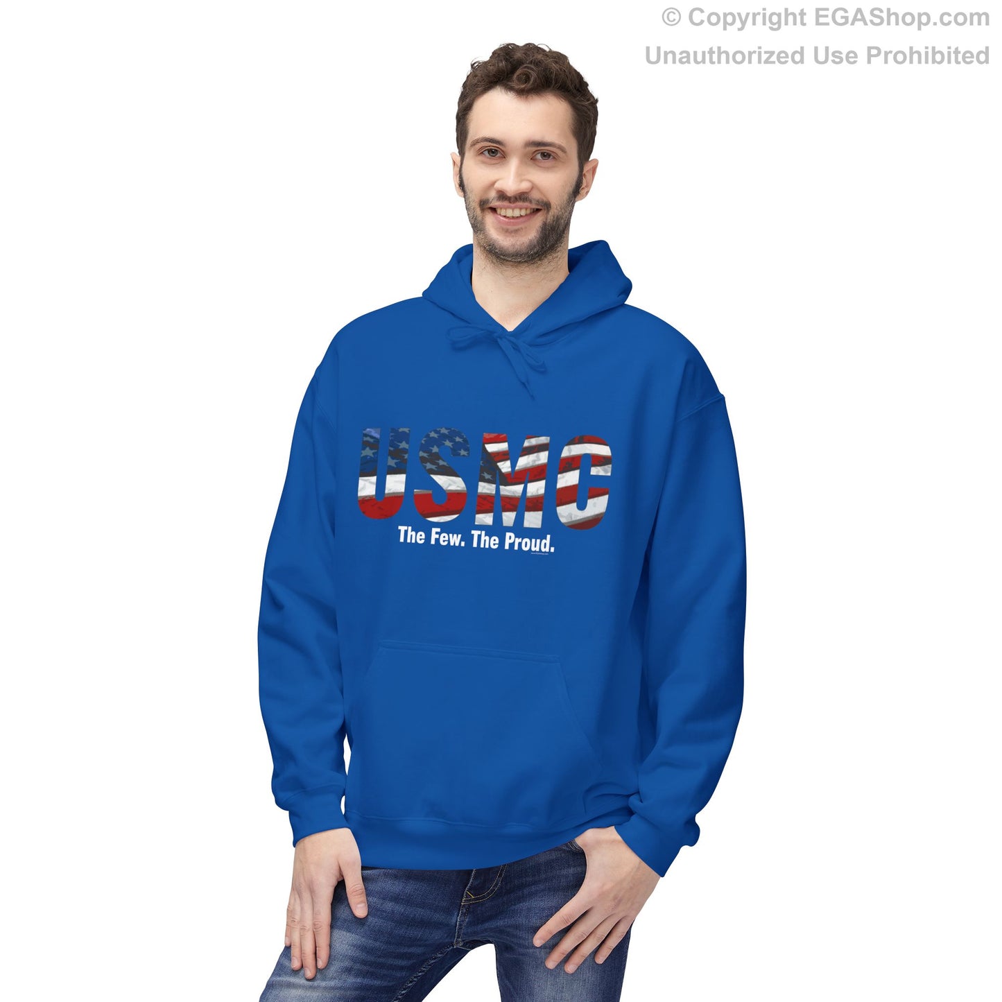 Hoodie: Midweight Softstyle USMC & US Flag