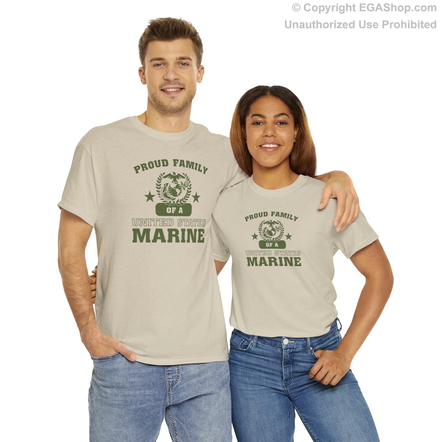 T-Shirt: Proud Family of a Marine (Varsity Style, Color Choices)