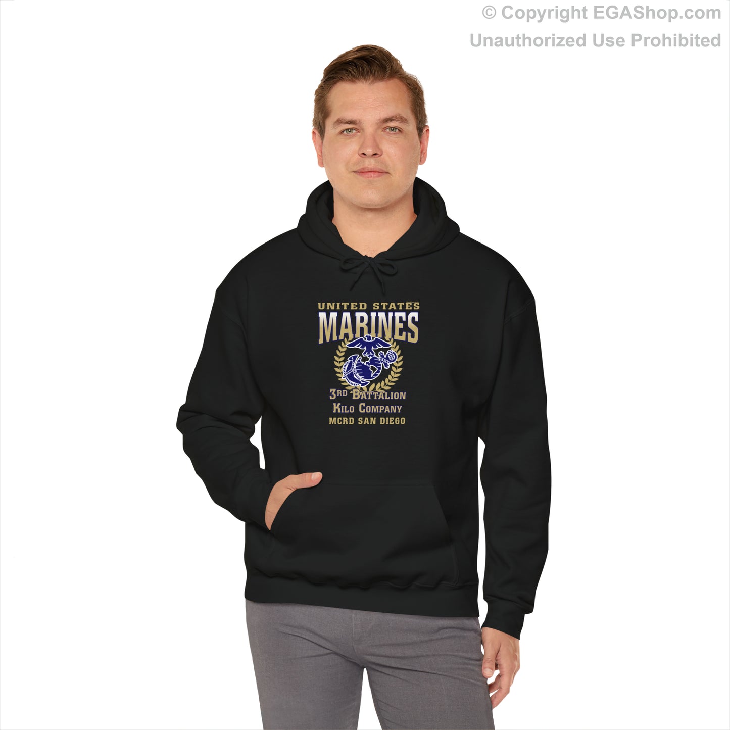 Hoodie: Kilo Co. MCRD San Diego (EGA + Back Proud Family)