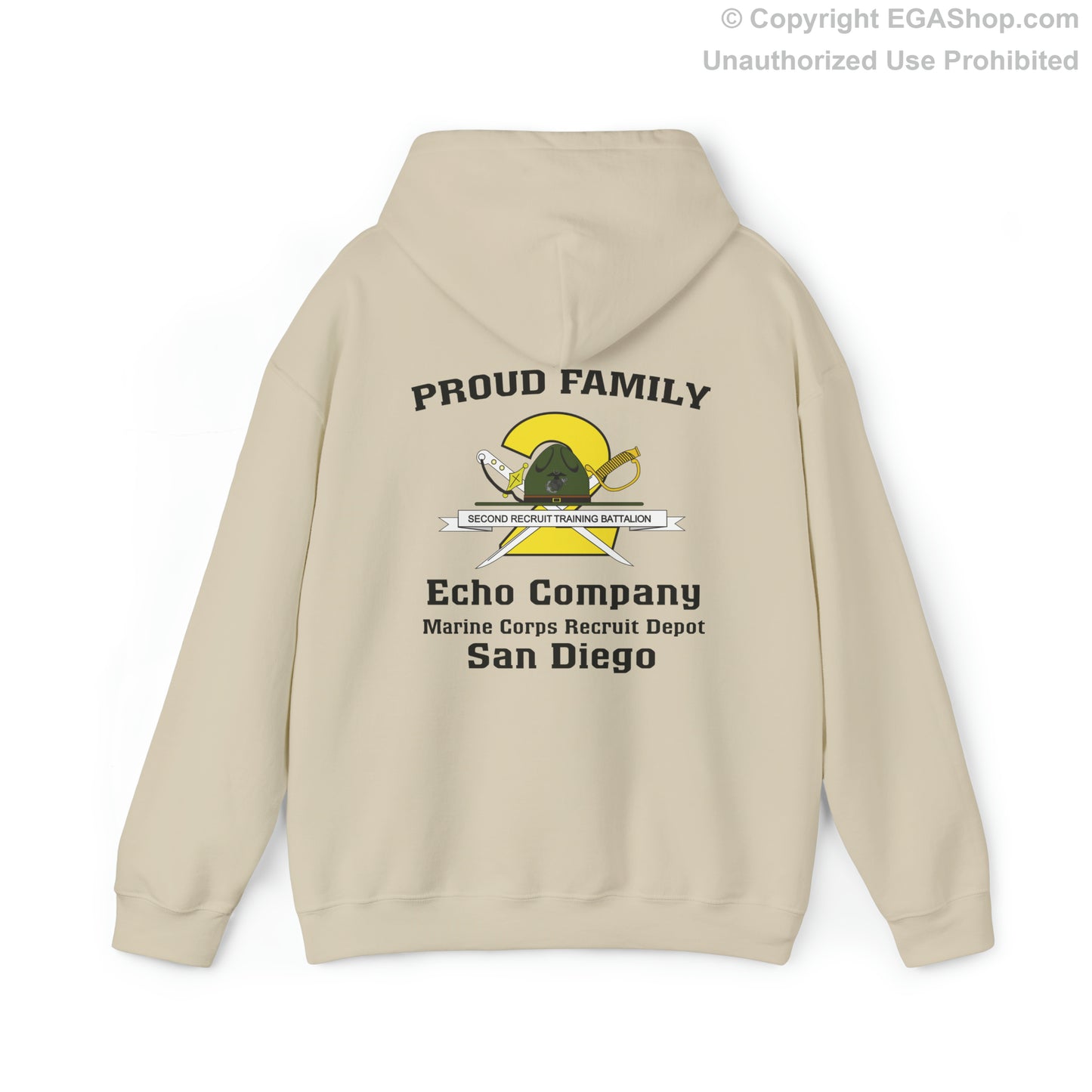 Hoodie: Echo Co. MCRD San Diego (2nd Battalion Crest on BACK)