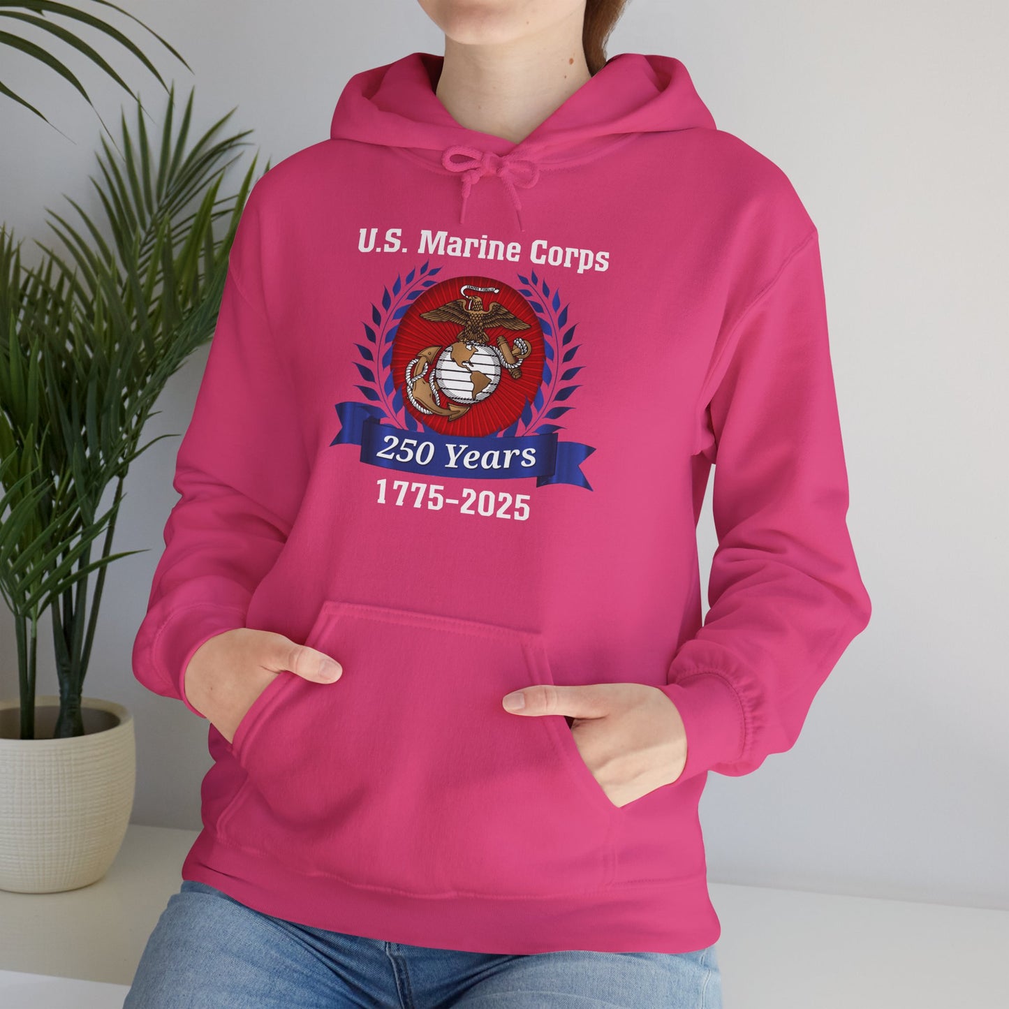 U.S. Marine Corps 250 Years Hoodie, Unisex Pullover, Commemorative Apparel